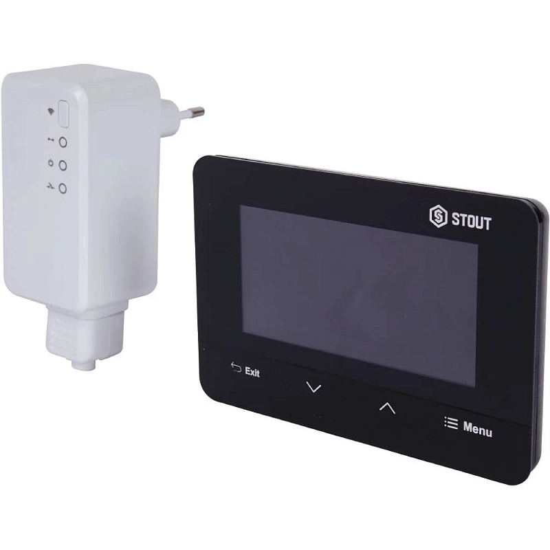 Термостат STOUT ST-293v2 комнатный переключающий беспроводной двухпозиционный, черный